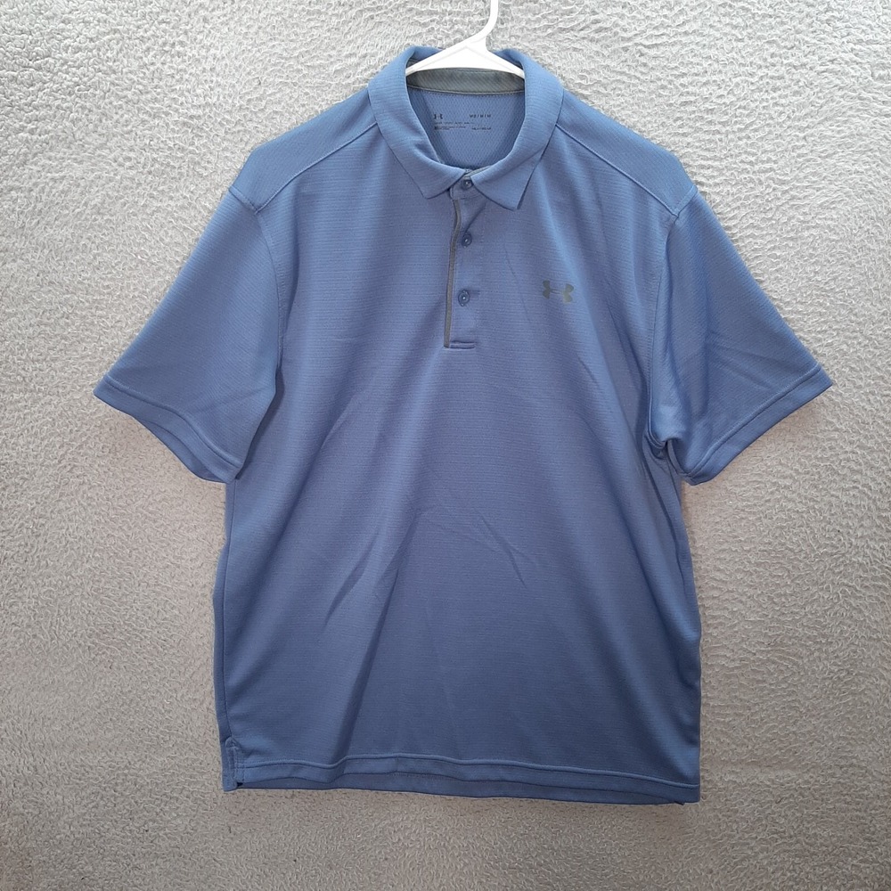Under Armour Shirt Adult Medium Blue Loose Polo Heat Gear Golf Preppy Casual